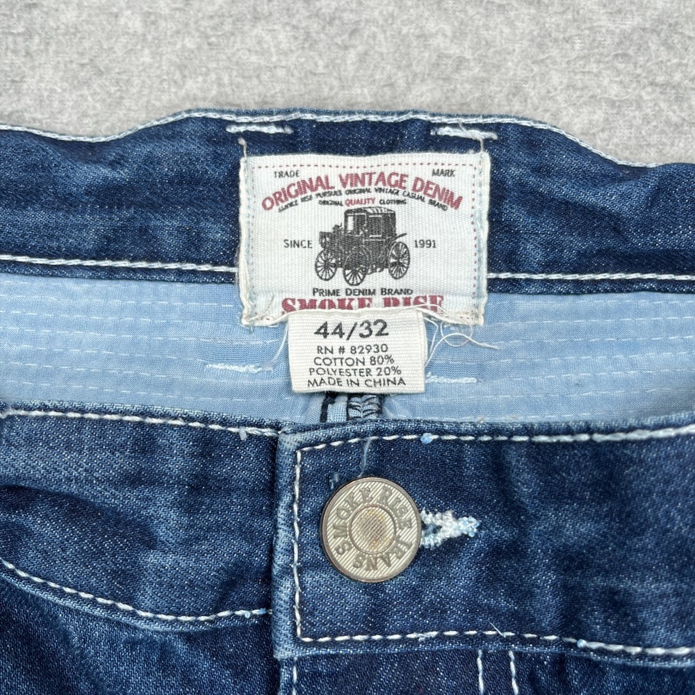 Smoke Rise Denim Jeans Mens 44 (43x32) Blue Paint Splatter Distressed Streetwear - Picture 9 of 13